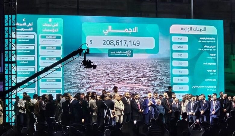 حملة "الوفاء لإدلب" تجمع تبرعات بقيمة 208 ملايين دولار